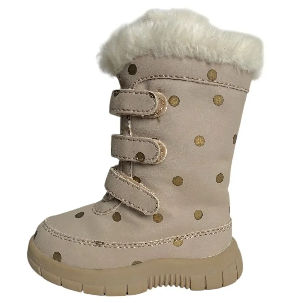 Baby GAP Winter Snow Boots Faux Fur Lined Insulated Beige Toddler Girl Size 5